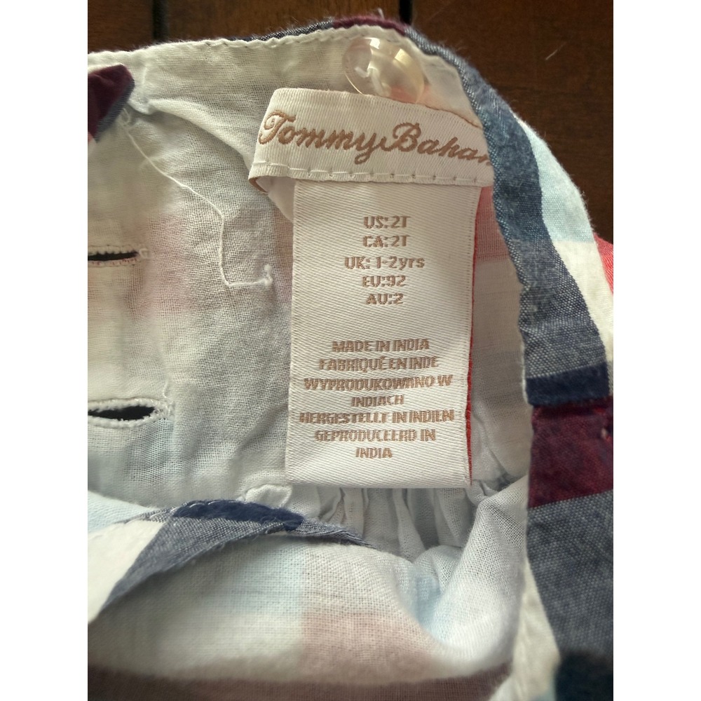 Tommy Bahama Girls 2T Plaid Halter Dress Red White Blue Ruffle Cotton Sundress - Picture 4 of 5